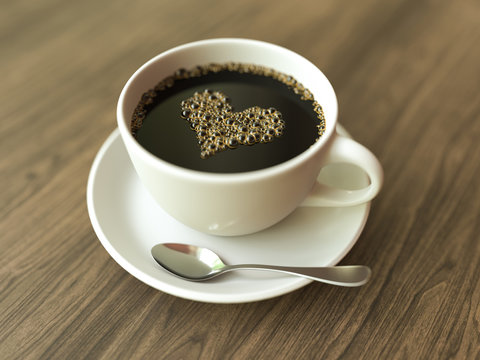 Coffee with a heart-shaped foam