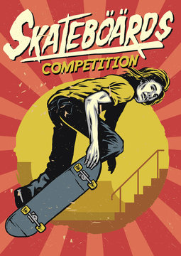 hand drawing of skateboarding competition poster