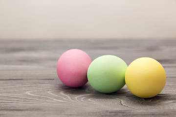 Painted colored eggs. Easter celebration