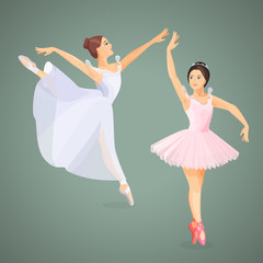 Three young ballet dancers standing in pose flat design © Shanvood