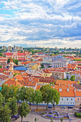 Obraz premium Old town of Vilnius with churches spires and Town Hall