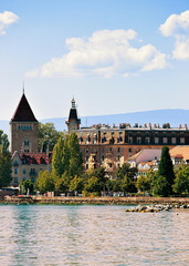 Chateau Ouchy on Geneva Lake promenade in Lausanne © Roman Babakin