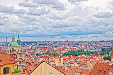 Obraz premium Panoramic view on Saint Nicholas Church in Prague Old Town