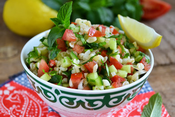 Eastern salad tabbouleh with bulgur, mint and parsley