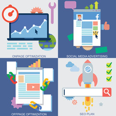 Fototapeta premium Web Icons Set 5 / Set of 4 flat design web icons. 