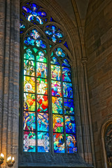 Stained glass window painted by Alphonse Mucha St Vitus Cathedral