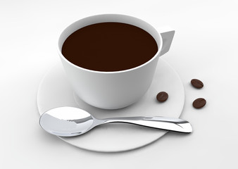 coffee with coffee beans 3D rendering