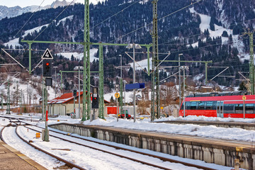 High speed train in Garmisch Partenkirchen in Germany