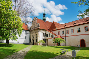 Naklejka premium Minorite monastery in old city in Cesky Krumlov