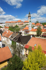 Fototapeta na wymiar Roof tile view of State Castle in Cesky Krumlov
