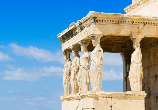 details of Erechtheion temple in Acropolis of Athens, Greece
