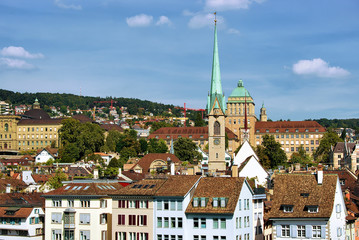 Fototapeta na wymiar Predigerkirche and University of Zurich