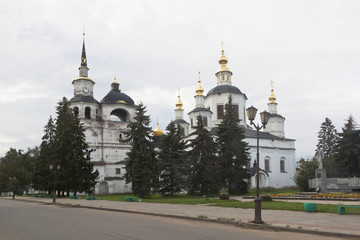 Fototapeta na wymiar Cathedral of the Assumption of the Blessed Virgin Mary at the Cathedral Dvorishche in the summer morning in Veliky Ustyug, Vologda region, Russia