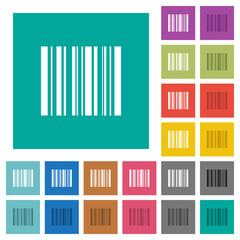Barcode square flat multi colored icons