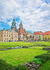 Fototapeta na wymiar Wawel Cathedral and people Krakow