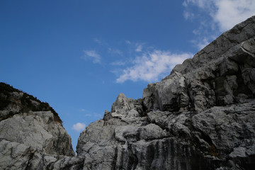 Fototapeta na wymiar White rock and sea shirasaki coast,japan