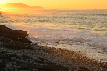 Sunset on a beach in Sopelana,Vizcaya,Basque Country