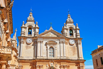 Fototapeta na wymiar Saint Paul Cathedral in Mdina in Malta