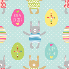 Easter seamless pattern design with bunnies