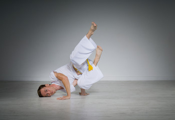 Man practicing Capoeira , brazilian martial Art.