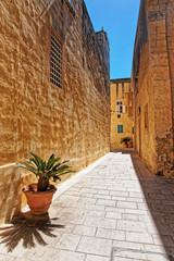 Narrow silent street in Mdina