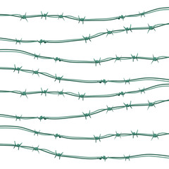 Barbed wires vector flat colorful poster on white