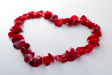 Red heart from rose petals