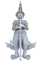Statue of Giant at Wat Arun isolated on white background.