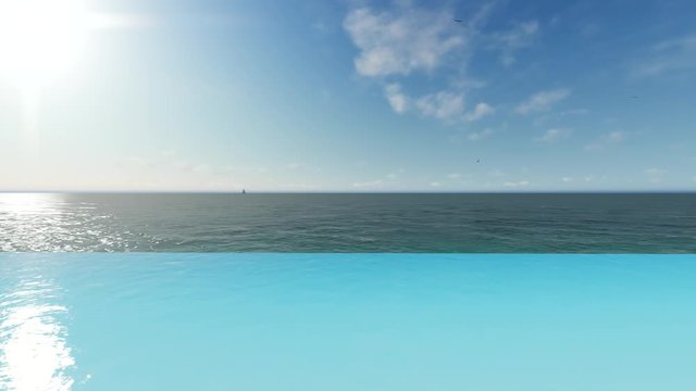 Infinity pool with sea ocean panorama 