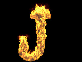 J made of flames