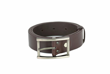 Leather belt for men . Isolate on white background