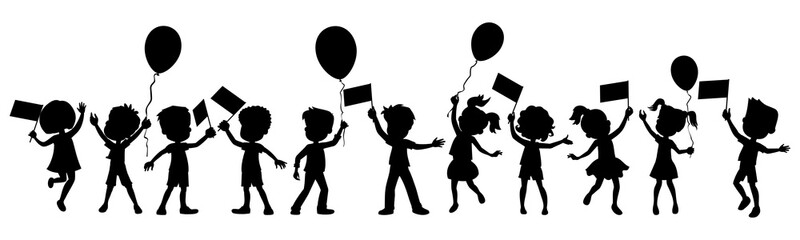 Happy kids silhouettes © tatoman