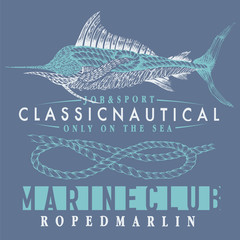 Marlin with ropes navy