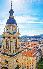 Fototapeta na wymiar City center and St Stephen Basilica in Budapest
