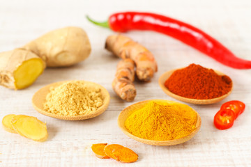 Oriental colorful mix of fresh and dry spices