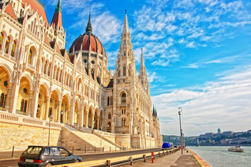 Hungarian Parliament and Danube River in Budapest