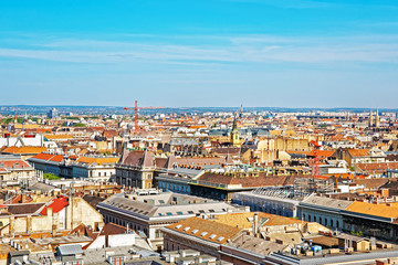 Fototapeta premium Roof top panoramic view of city center of Budapest