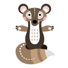 A cheerful squirrel. Cartoon character for animation or children's stickers. Vector illustration isolated on white background.