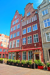Fototapeta na wymiar Historical buildings on Dluga Street in Gdansk