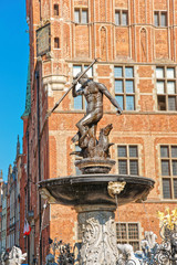 Fototapeta na wymiar Neptune Monument on Long Market Square Gdansk