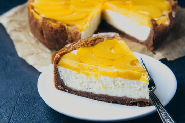 Cut peach pie