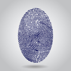 Vector blue isolated fingerprint on grey background