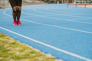 Young Black Woman training