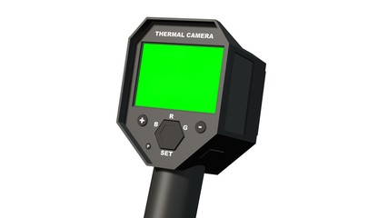 Thermal Camera with empty green screen Display - isolated on white