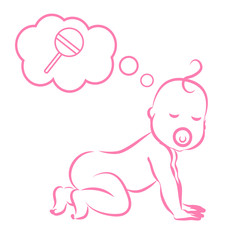 Baby girl pink. Vector illustration with speaking bubble with spoken bubble.