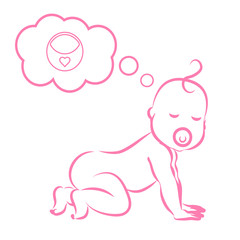 Baby girl pink. Vector illustration with speaking bubble with spoken bubble.