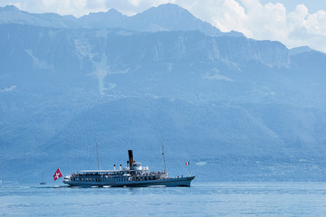 Ferry in Geneva Lake in Lausanne