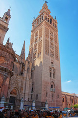 Fototapeta na wymiar Giralda of St Mary of See Cathedral Seville