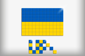 The national flag of Ukraine, mosaic style. The UA sign vector icon.