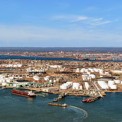 Aerial view on oil storages in Bayonne